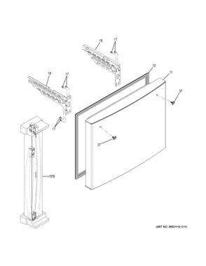 FREEZER DOOR Diagram and Parts List for GYE18JBLAFTS  General Electric Refrigerator