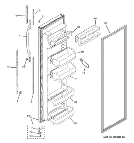 Fresh Food Door Diagram and Parts List for GSS22WGPCCC  General Electric Refrigerator