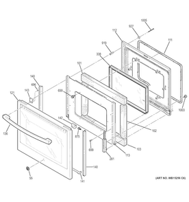 Door Diagram and Parts List for PHB920SJ1SS  General Electric Range
