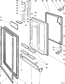 REFRIGERATOR DOOR Diagram and Parts List for LX18JDZRW-1  General Electric Refrigerator
