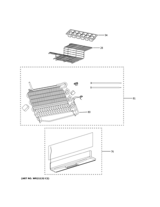 Freezer Section Diagram and Parts List for GPE12FGKCWW  General Electric Refrigerator