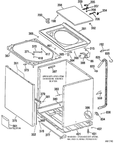 CABINET Diagram and Parts List for 51451Y1WW  General Electric Washer