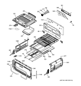 Upper Oven Diagram and Parts List for PGS950EEF4ES  General Electric Range