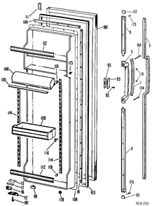 REFRIGERATOR DOOR Diagram and Parts List for TFXC24FLM  General Electric Refrigerator