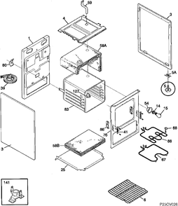 OVEN BODY Diagram and Parts List for CRMF2150TM-1  General Electric Range