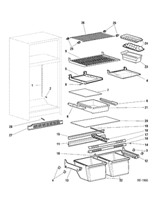 CABINET Diagram and Parts List for RTW181ARW-2  General Electric Refrigerator