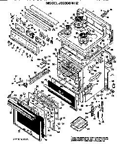 Main Body/cooktop/controls Diagram and Parts List for JB500G*H2  General Electric Range