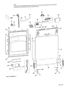 ESCUTCHEON & DOOR ASM Diagram and Parts List for QDT125SSKSS  General Electric Dishwasher