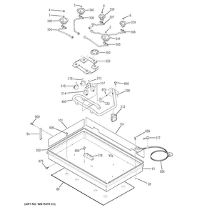 Gas & Burner Parts Diagram and Parts List for JGP633SET2SS  General Electric Cooktop
