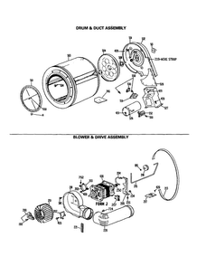 Drum And Blower Diagram and Parts List for DDG518RCL  General Electric Dryer