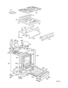 CABINET & GAS COOKTOP Diagram and Parts List for CFSGG24K1SS  General Electric Range