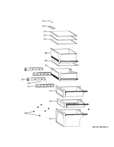 Shelves And Drawers Diagram and Parts List for GBE17HYRBFS  General Electric Refrigerator