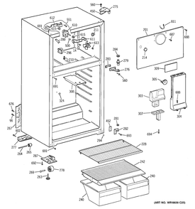 CABINET Diagram and Parts List for CTS16ABMERWW  General Electric Refrigerator