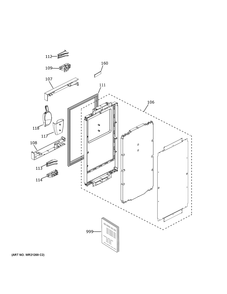 Door Diagram and Parts List for UCC15NPRCII  General Electric Ice Maker