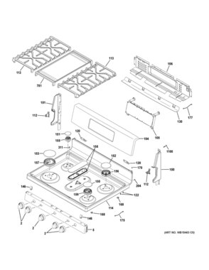 CONTROL PANEL COOKTOP Diagram and Parts List for JGB860DEJ6BB  General Electric Range