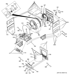 Cabinet Diagram and Parts List for GTUP240EM6WW  General Electric Washer Dryer Combo