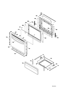 DOOR & DRAWER Diagram and Parts List for JCBS660DF1WW  General Electric Range