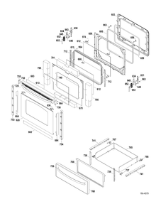 DOOR-DRAWER Diagram and Parts List for JCBP68MP3BS  General Electric Range