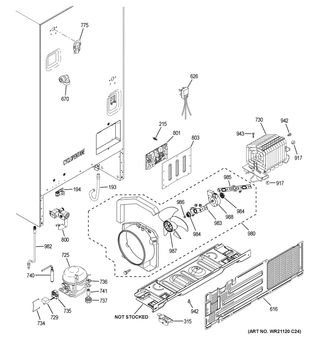 Machine Compartment Diagram and Parts List for GYE18JBLGFTS  General Electric Refrigerator