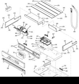 Control Panel Diagram and Parts List for PCT7050DF4BB  General Electric Wall Oven