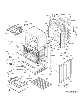 Lower Oven Diagram and Parts List for PB980SJ4SS  General Electric Range