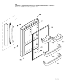 FRESH FOOD DOOR Diagram and Parts List for GDE21DGKBKBB  General Electric Refrigerator