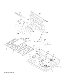 Control Panel & Cooktop Diagram and Parts List for JGBS66EEK1ES  General Electric Range