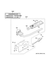 Gas Valve And Burner Assembly Diagram and Parts List for GTD58GBSV0WS  General Electric Dryer