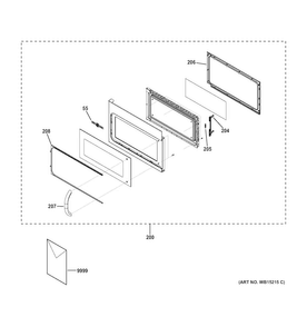 Door Parts Diagram and Parts List for AVM4160DF3BS  General Electric Microwave