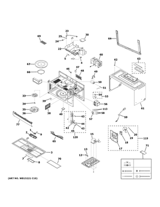 Oven Cavity Parts Diagram and Parts List for JVM6175YK2FS  General Electric Microwave