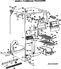 Freezer Section Diagram and Parts List for TFX20DRAWHWH  General Electric Refrigerator