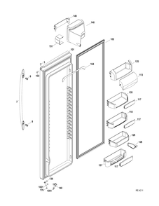 FF DOOR Diagram and Parts List for PSRS6YGZADSS  General Electric Refrigerator