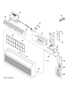 Grille And Control Parts Diagram and Parts List for AZVS15DCXWAK1  General Electric Air Conditioner