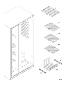 FZ SHELVES Diagram and Parts List for GSRC3QGZAFBB  General Electric Refrigerator