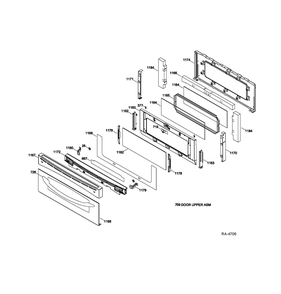 Door Parts Upper Diagram and Parts List for ZBD8920PSS  General Electric Range