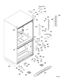 FF SECTION Diagram and Parts List for PDRS2MBXARSS  General Electric Refrigerator