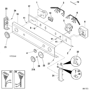 CONTROL PANEL Diagram and Parts List for 52750-5  General Electric Washer