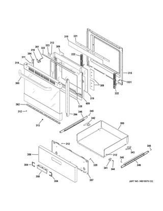Door & Drawer Parts Diagram and Parts List for QGAS740RM1SS  General Electric Range
