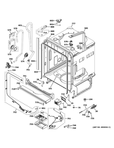Body Parts Diagram and Parts List for GDT645SGN0BB  General Electric Dishwasher