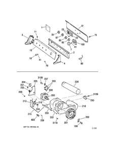 BLOWER & DRIVE ASSEMBLY Diagram and Parts List for UPSR405EB1WW  General Electric Dryer