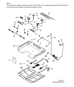 GAS & BURNER PARTS Diagram and Parts List for JCGS650DEF2BB  General Electric Range