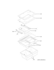 Fresh Food Shelves Diagram and Parts List for GIE16GSHCRSS  General Electric Refrigerator
