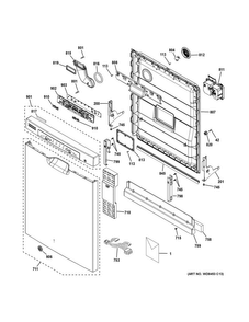 Escutcheon & Door Assembly Diagram and Parts List for GDF520PGD6CC  General Electric Dishwasher