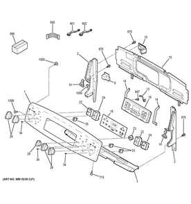 Control Panel Diagram and Parts List for JB740DF2BB  General Electric Range