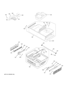 Freezer Shelves Diagram and Parts List for PWE23KSKBSS  General Electric Refrigerator