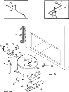 SYSTEM Diagram and Parts List for 81870  General Electric Freezer