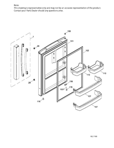 FF DOOR LEFT Diagram and Parts List for PDE21KMKBKES  General Electric Refrigerator
