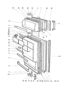 DOOR GROUP Diagram and Parts List for 34331  General Electric Refrigerator