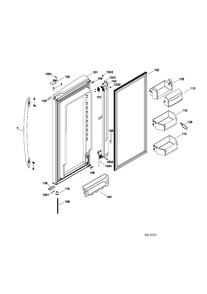 FF DOOR RIGHT Diagram and Parts List for PFRS5NBXBSS  General Electric Refrigerator
