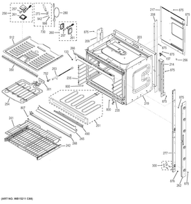 Upper Oven Diagram and Parts List for PT9550SF3SS  General Electric Wall Oven